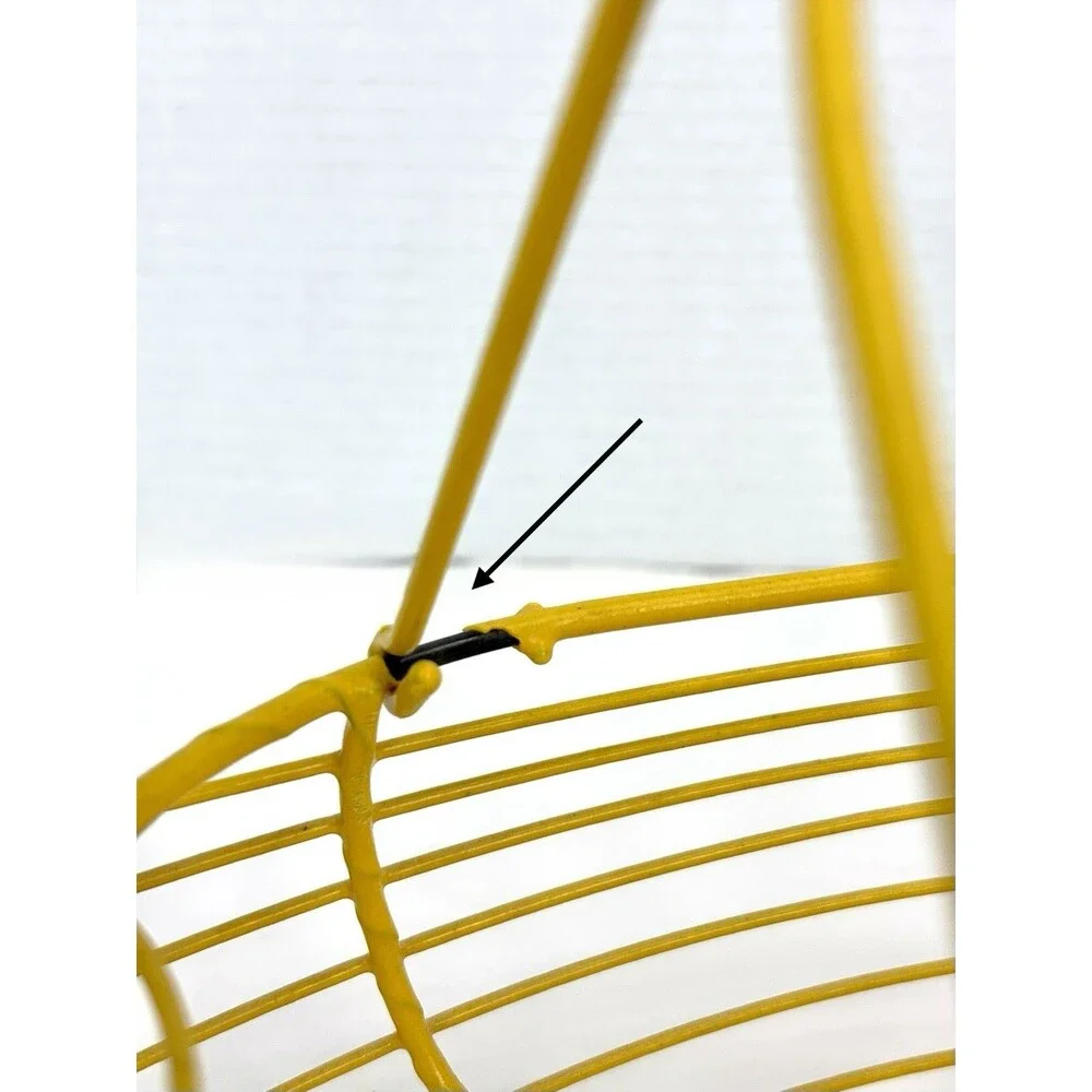 Vintage Yellow Wire Bunny Rabbit Egg Basket Decor with Handle